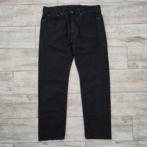 Levi's 505 Regular Straight Fit Black Jeans Men's Everyday Casual Red Tab 36W29L